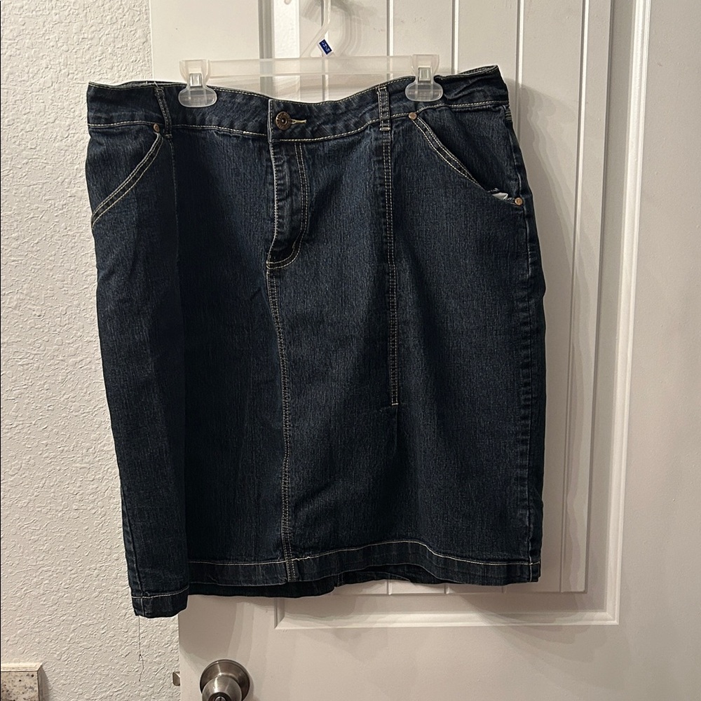 Classic Dark Blue Denim Skirt Grunge, Whimsigoth Skater